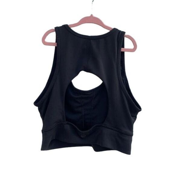 Athleta Size M Black Cut Out Back Sports Bra Workout Athletic - Picture 2 of 6